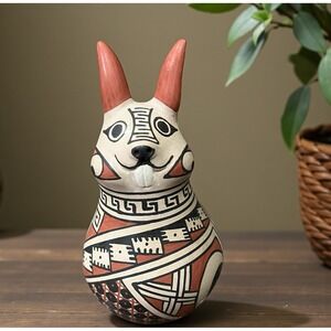 Mata Ortiz Pottery Rabbit Effigy Lourdes‎ Villalba Paquime Folk Art Mexican Clay